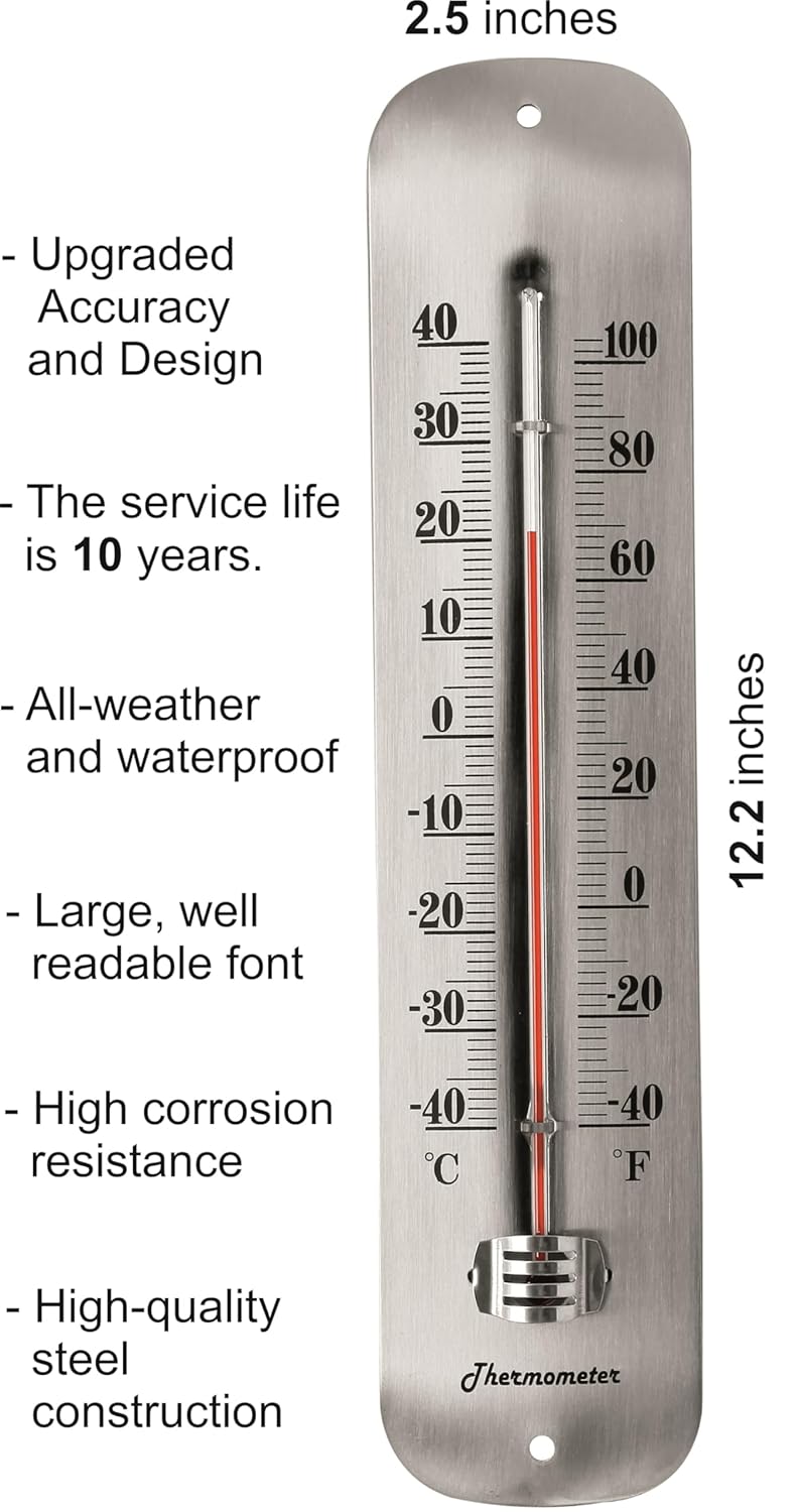 TERMOFLY 12.2 Large Numbers Premium Steel Outdoor/Indoor Thermometer Waterproof Vintage Style Decorative - Image 2